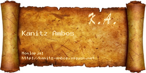 Kanitz Ambos névjegykártya